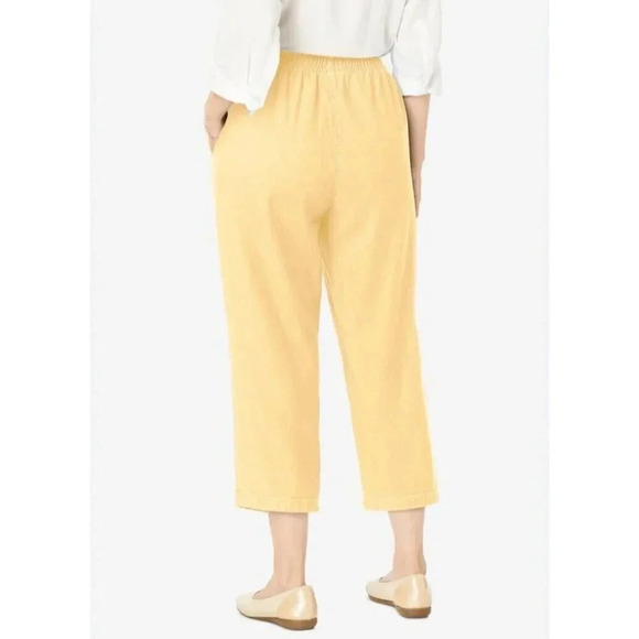Bobbie Brooks Carpi Pant Yellow Elastic Waist Wide Leg Drawstring Size Large - Picture 1 of 11